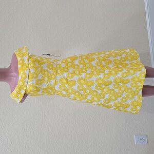 Calvin Klein Yellow and White Off-Shoulder Sundress
